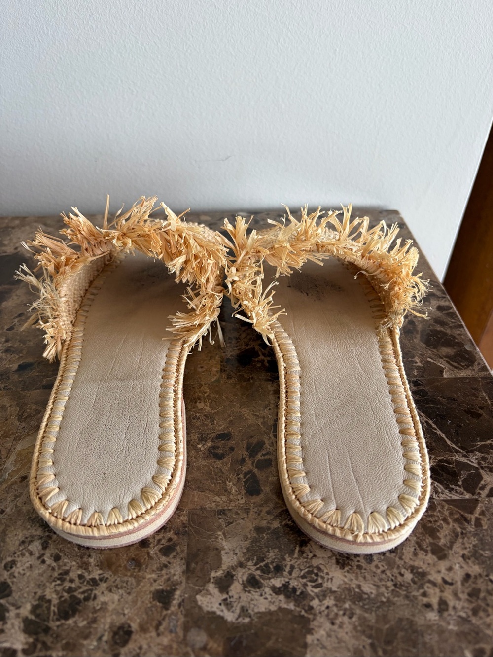 Natural Raffia Slide Sandals - Women - Picture 3 of 4